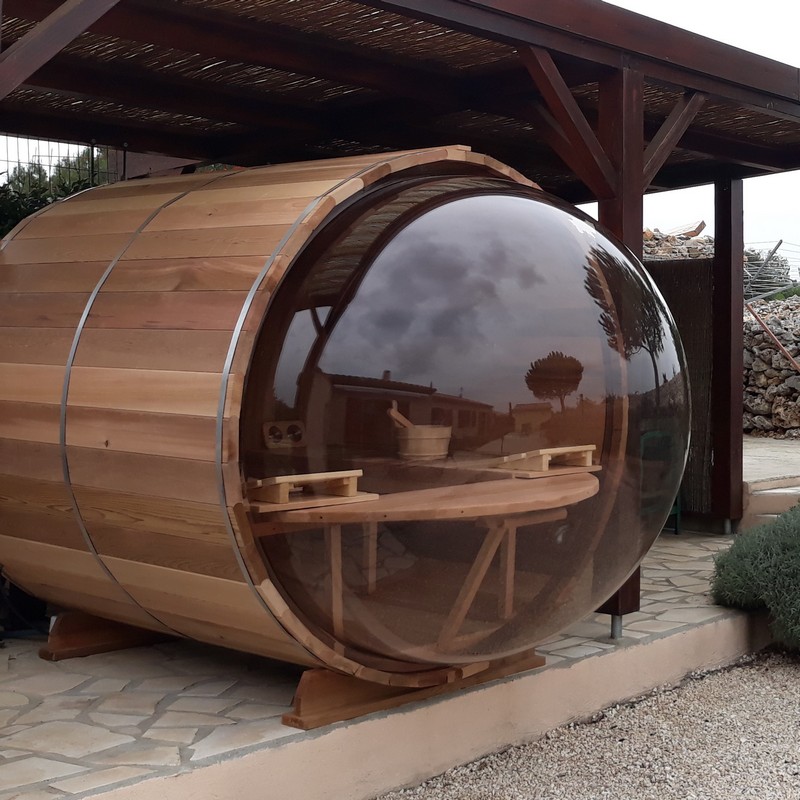 Panorama Barrel Sauna with Dome