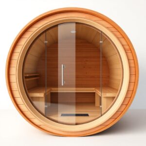 Panorama Barrel Sauna with Flat Glass Wall