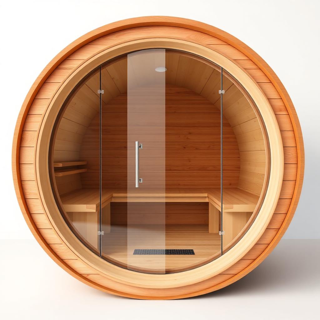 Panorama Barrel Sauna with Flat Glass Wall